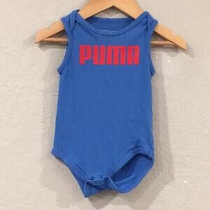 Puma‎ Baby Boy 6-9M Logo Print Tank Top Bodysuit 100% Cotton Blue Streetwear